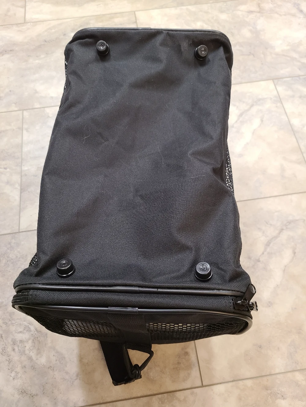 Pet Carrier Soft Sided Mesh Black Duffel Bag Style Side & Top Entrances Washable